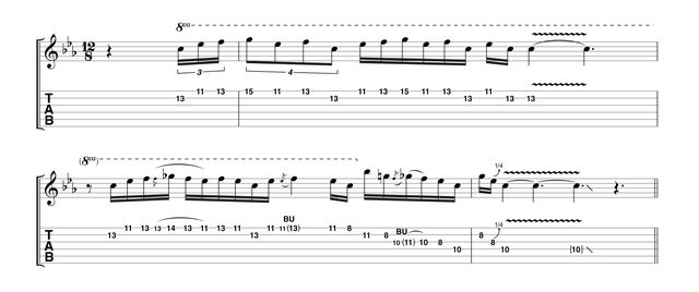 blank A quieter take (softer picking) over the same backing returns to the neck pickup. Keep your eye on the timing, but once again don't attempt to stay perfectly in time. Like all great blues players, Jimmy's phrasing often drifts across the beat.